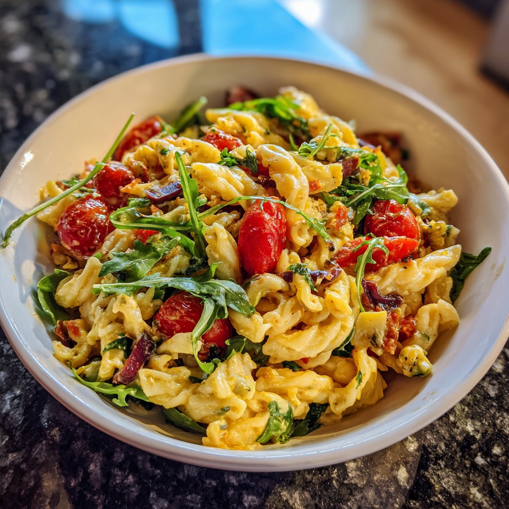 Mediterraner Nudelsalat Mit Rucola