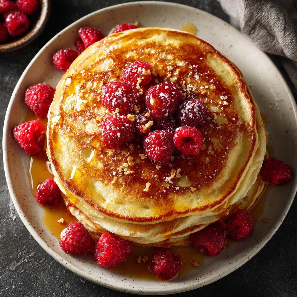 Pfannkuchen mit Himbeeren