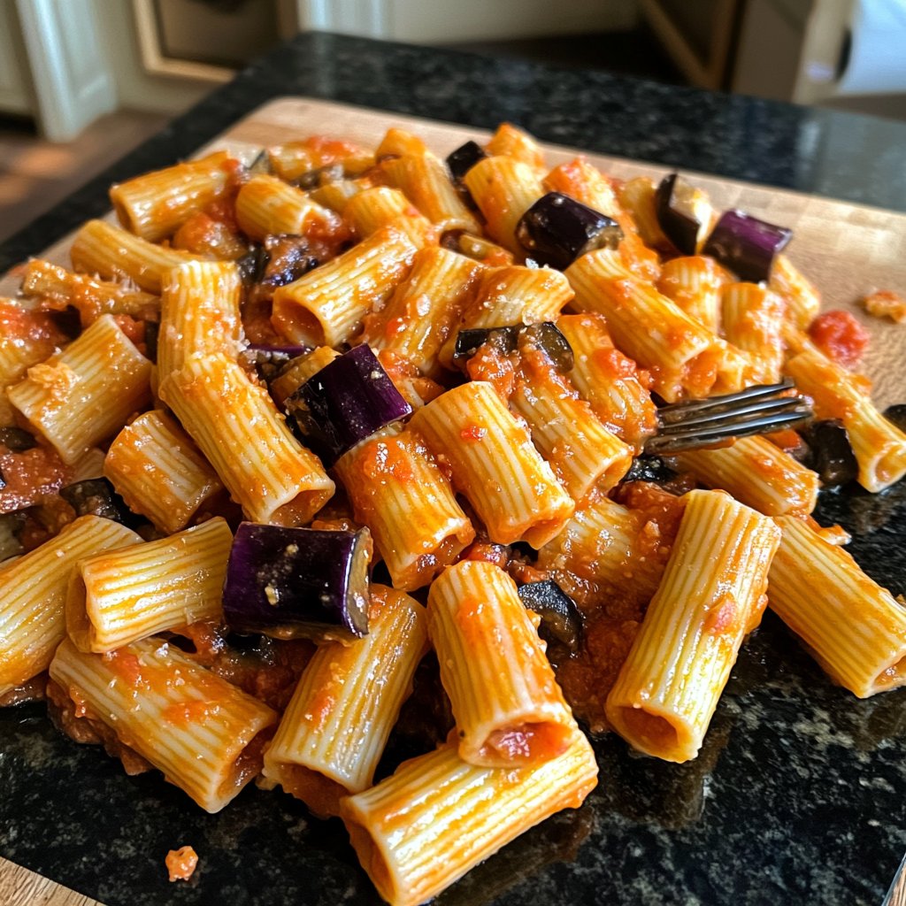 Rigatoni mit Auberginen-Tomatensauce