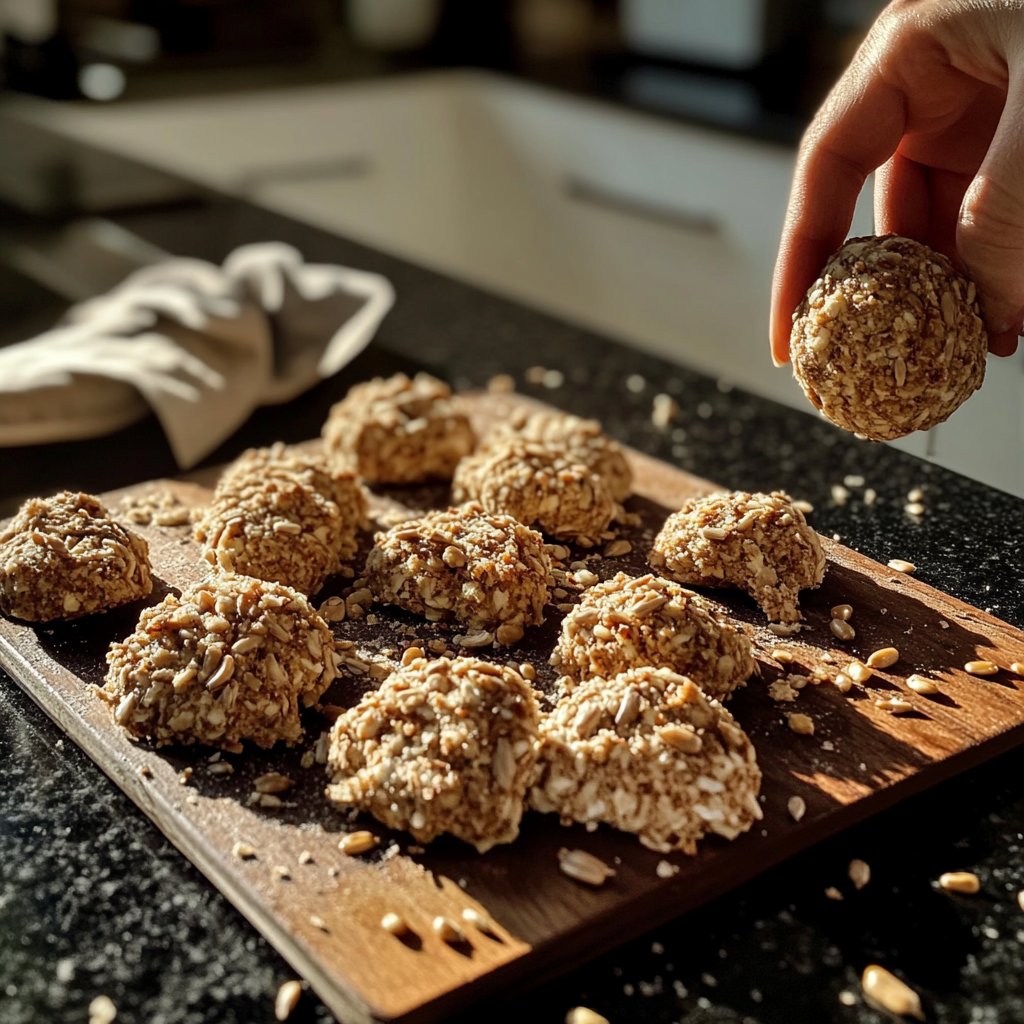 Protein Bällchen mit Sonnenblumenkernen