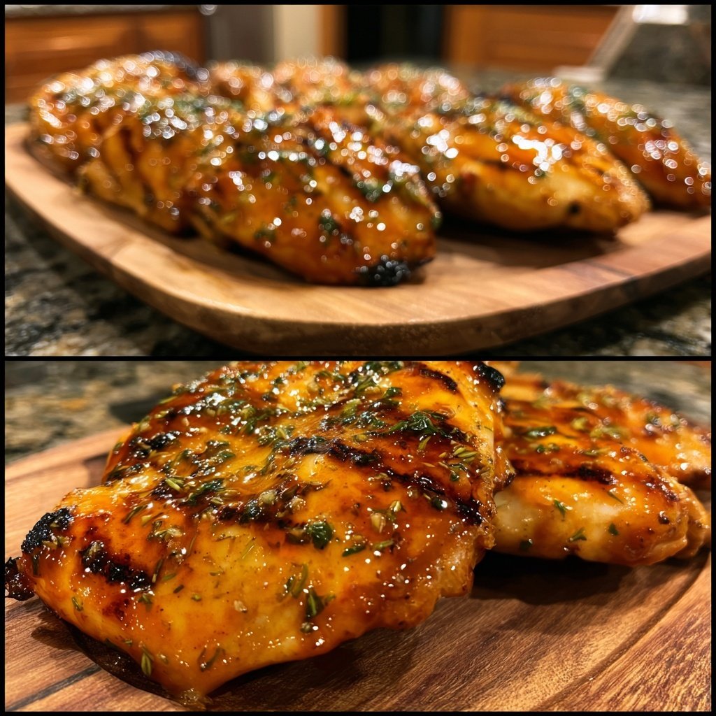 Gegrilltes Hähnchen Mit Honig Senf Marinade