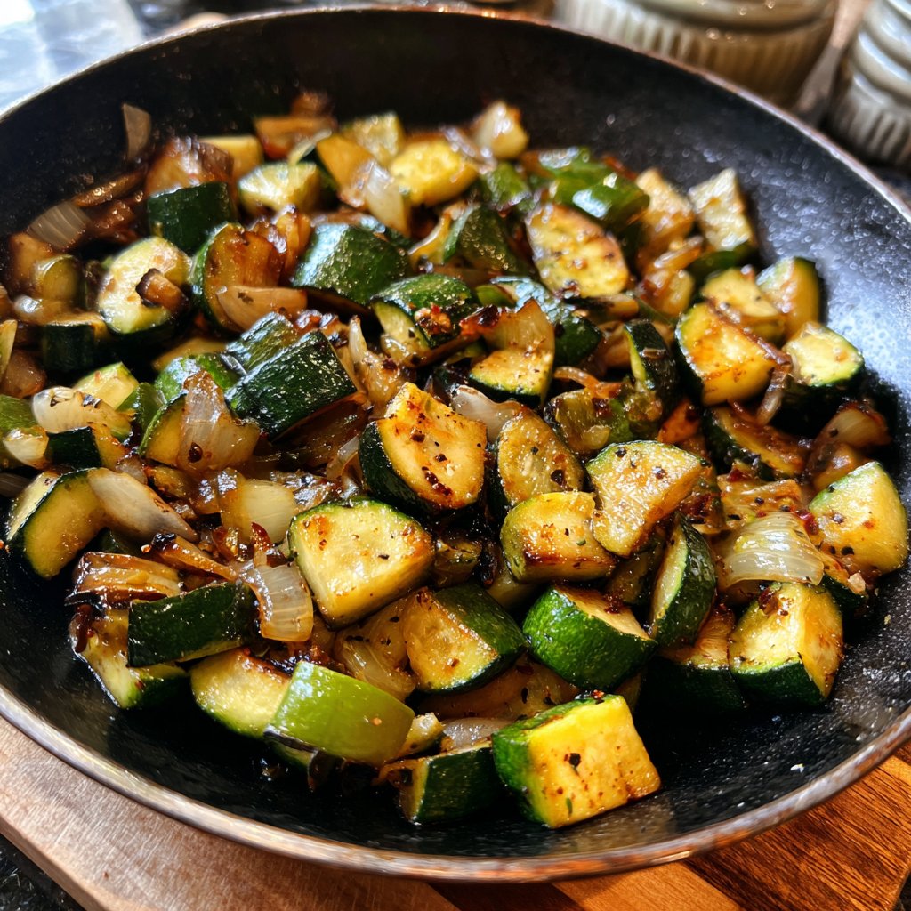 Gemüsepfanne mit Zucchini und Knoblauch