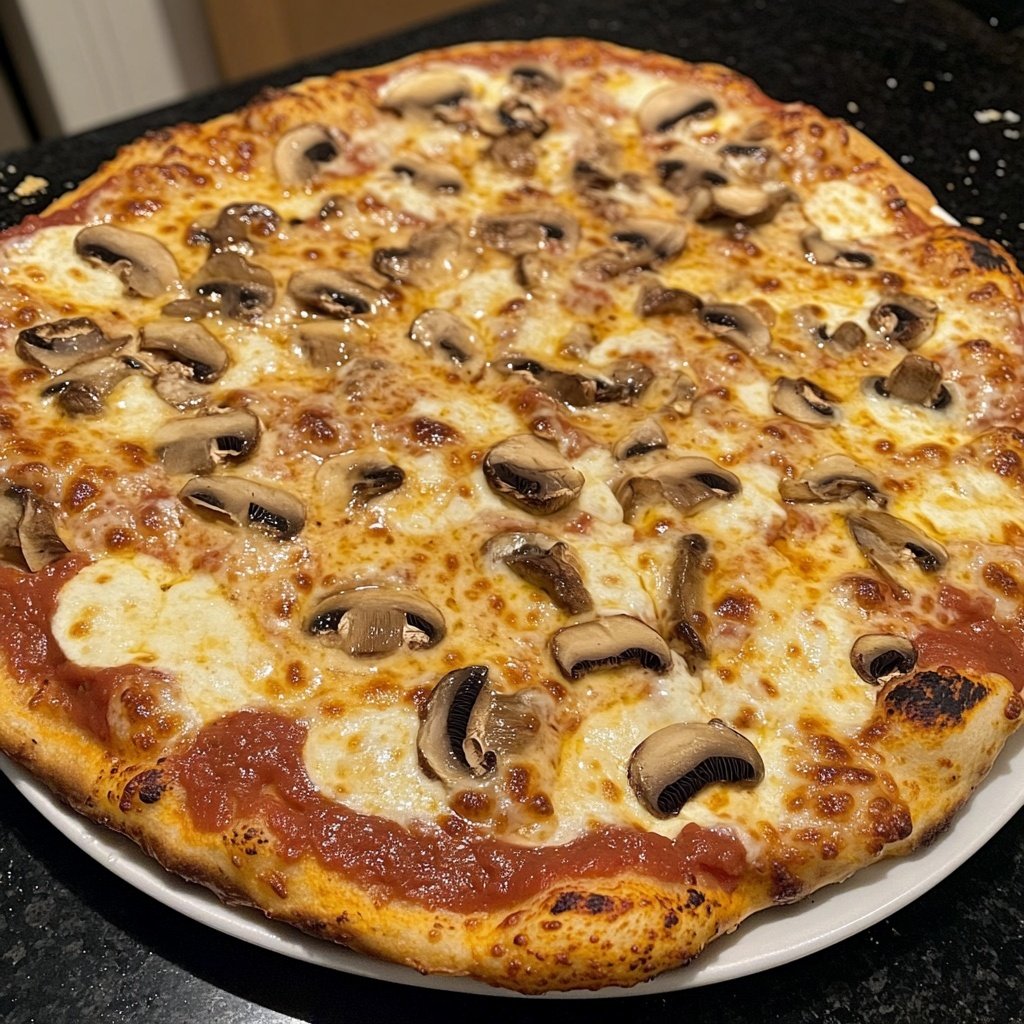 Pizza mit Pilzen und Mozzarella