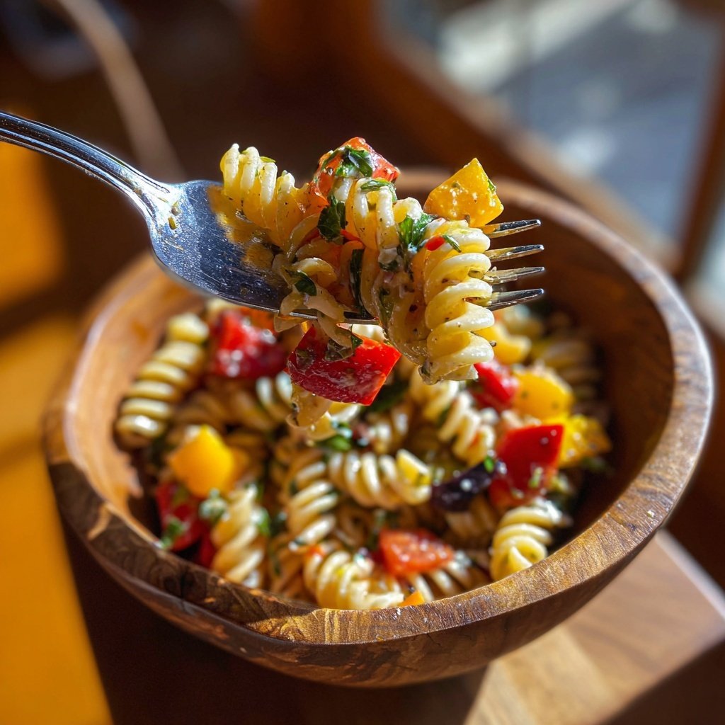 Mediterraner Nudelsalat Mit Paprika